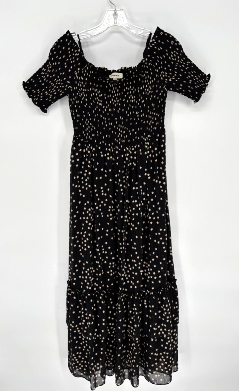 L'AGENCE Black & Off White Star‎ Off-Shoulder Maxi Dress SP